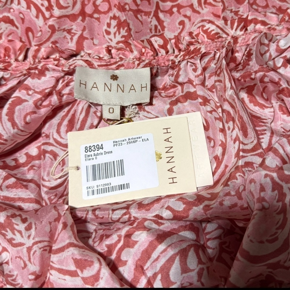 Hannah Artwear Elara Aubrie Maxi Dress Size 0 NWT 100% Silk Pink Paisley Boho - Picture 10 of 13